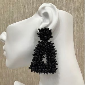 “Bohemian” Beaded Earrings In Black.